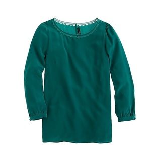 J. Crew Scalloped cutout silk top